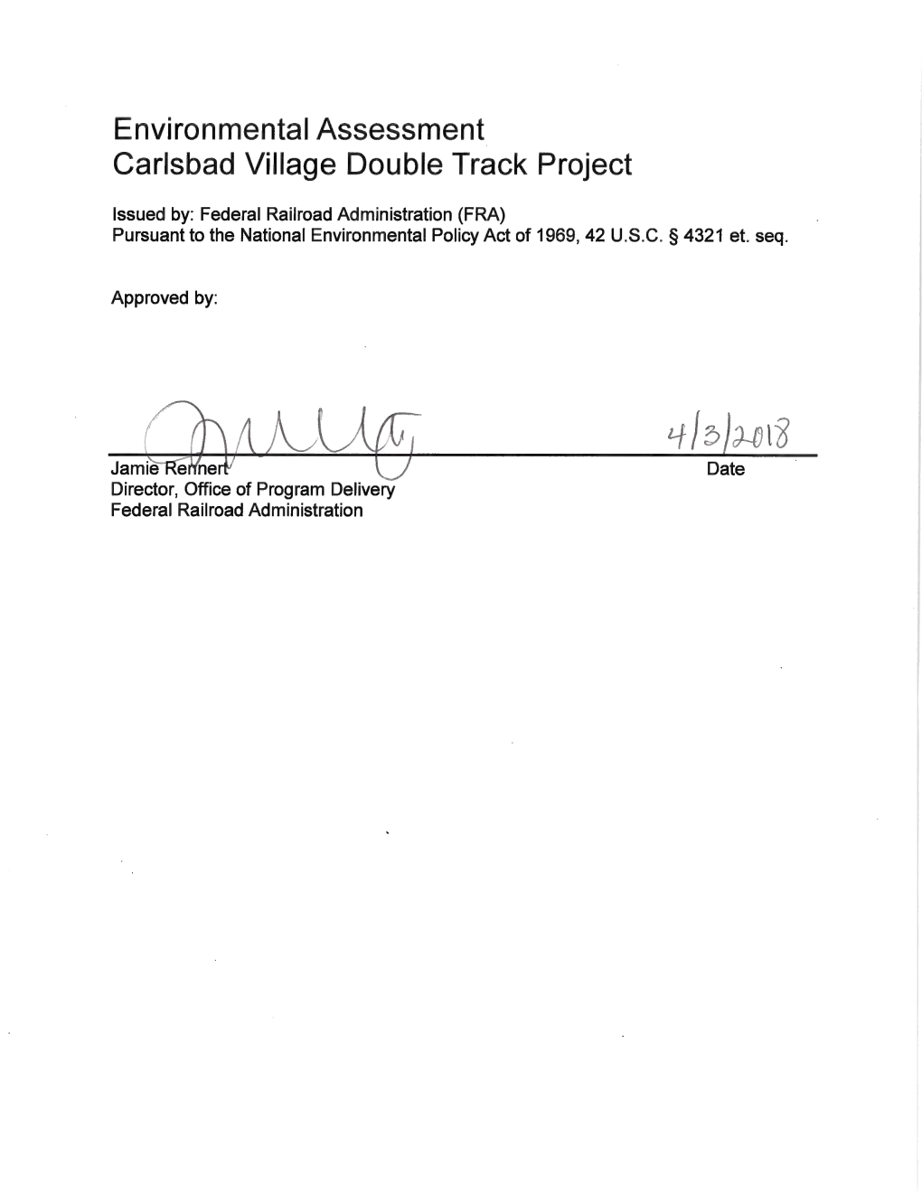 Carlsbad Village Double Track Project Environmental Assessment