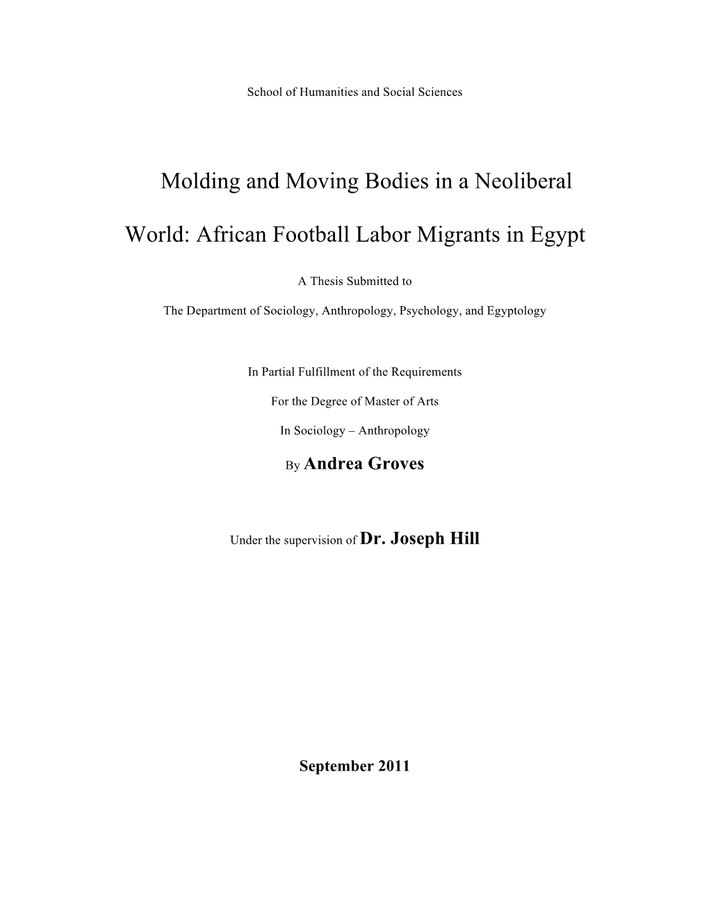 African Football Labor Migrants in Egypt