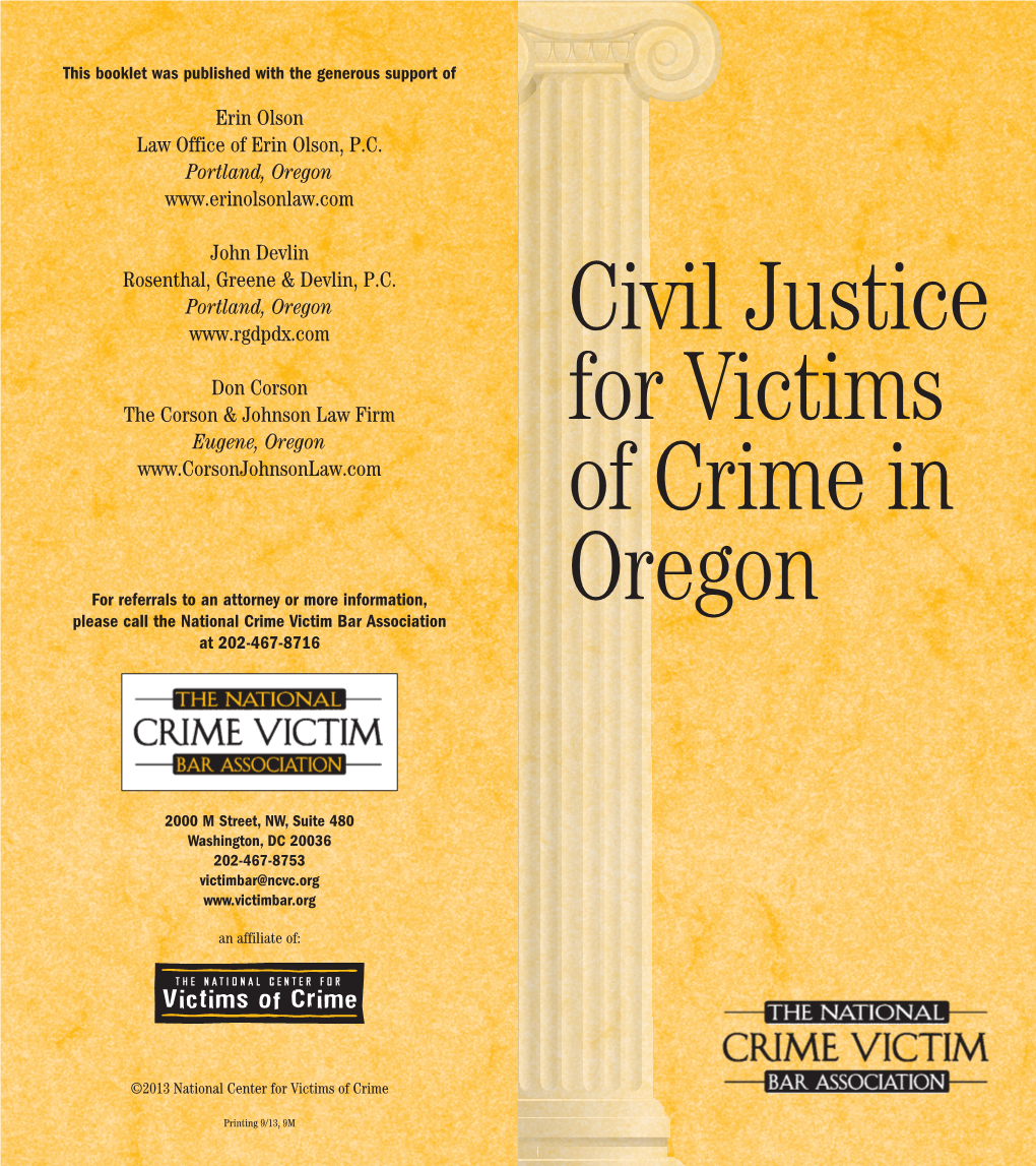Civil Justice for Victims of Crime in Oregon C1