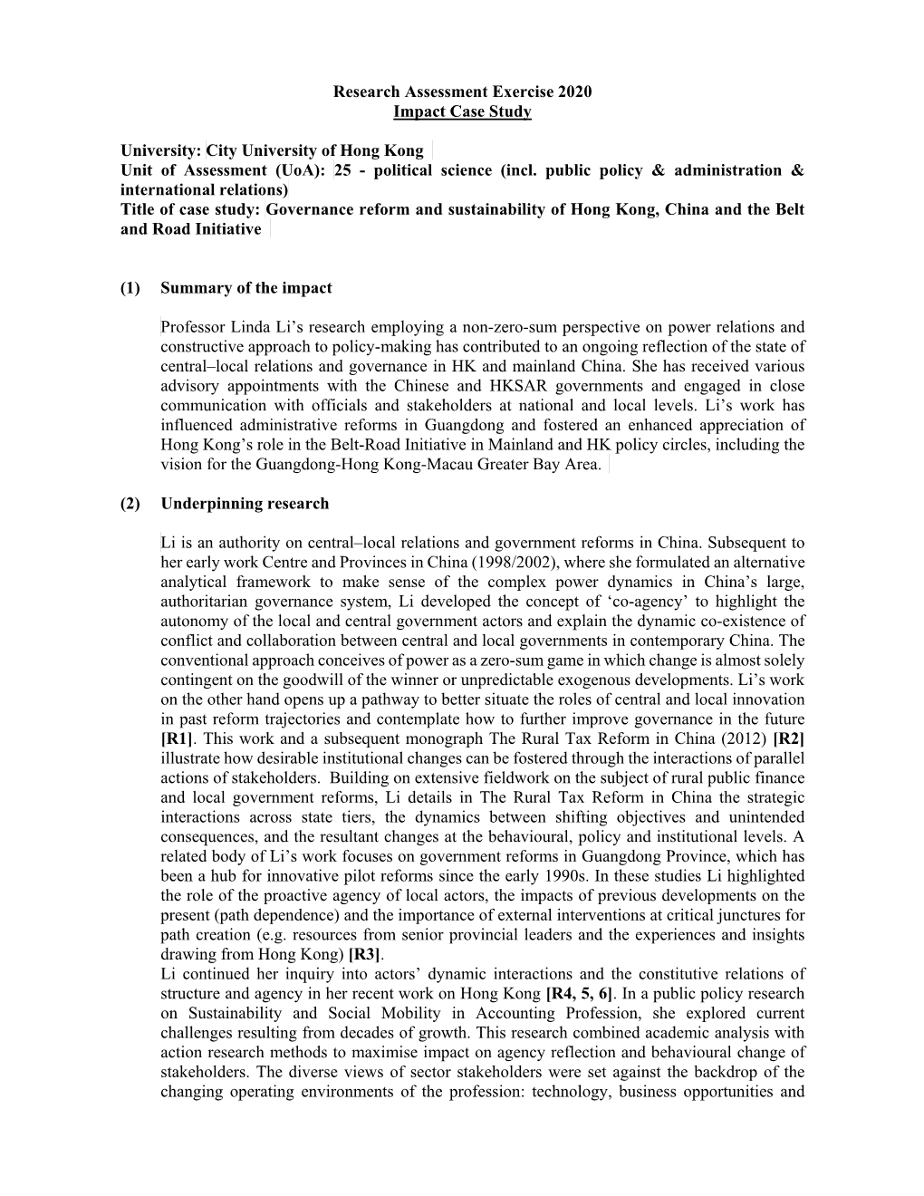 Governance Reform and Sustainability of Hong Kong, China and the Belt and Road Initiative