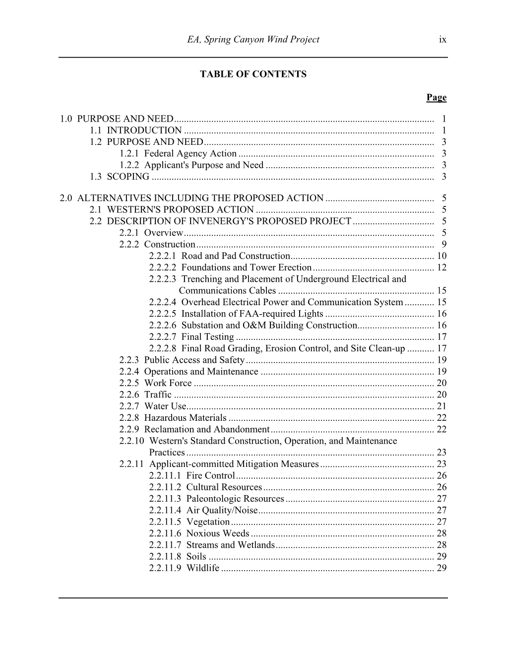 DOE/EA-1521; Environmental Assessment for Spring Canyon