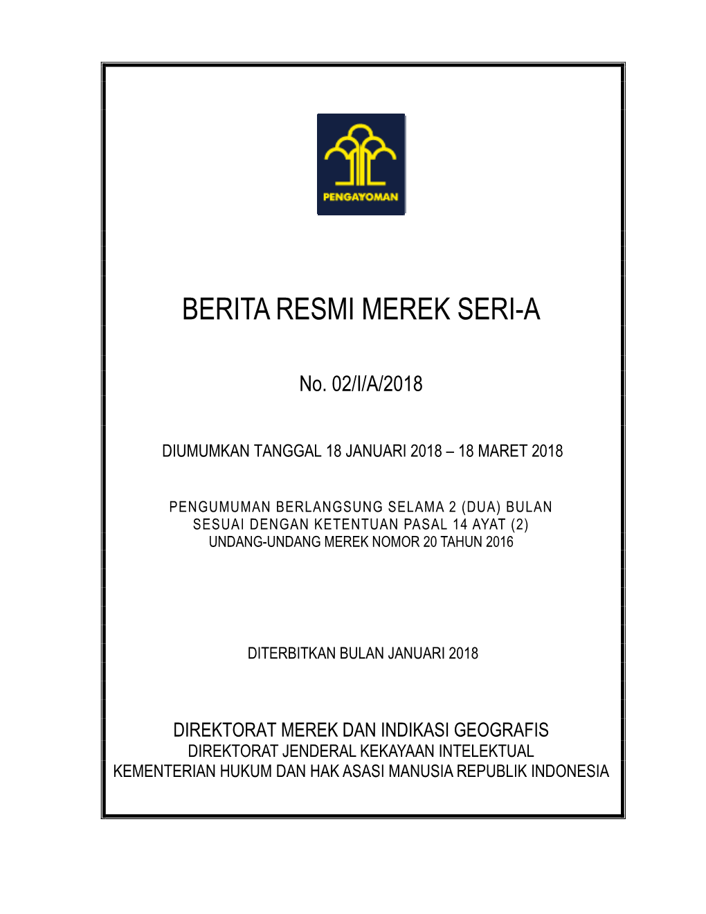 Berita Resmi Merek No. 02/I/A/2018