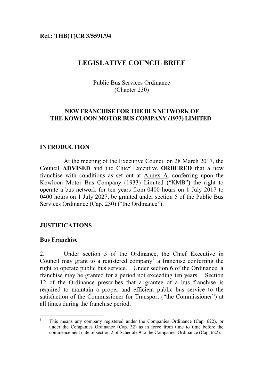 Legislative Council Brief