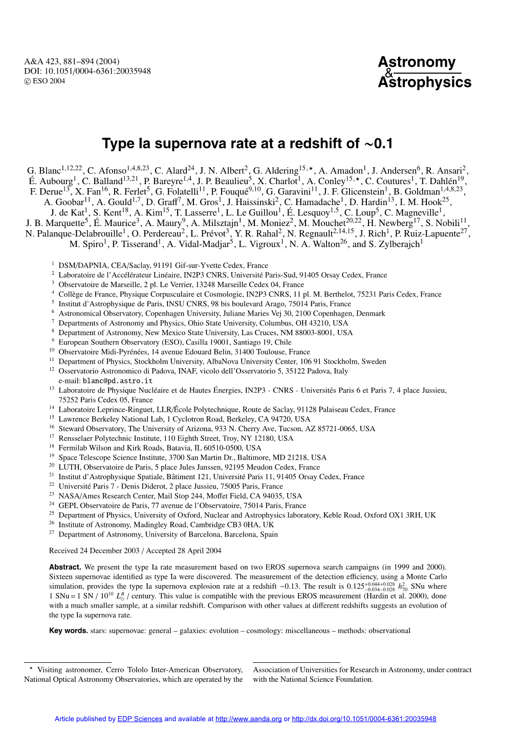 Type Ia Supernova Rate at a Redshift of ∼0.1