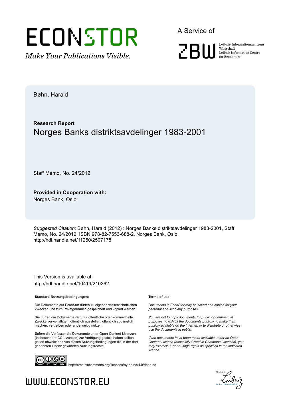 Norges Banks Distriktsavdelinger 1983-2001