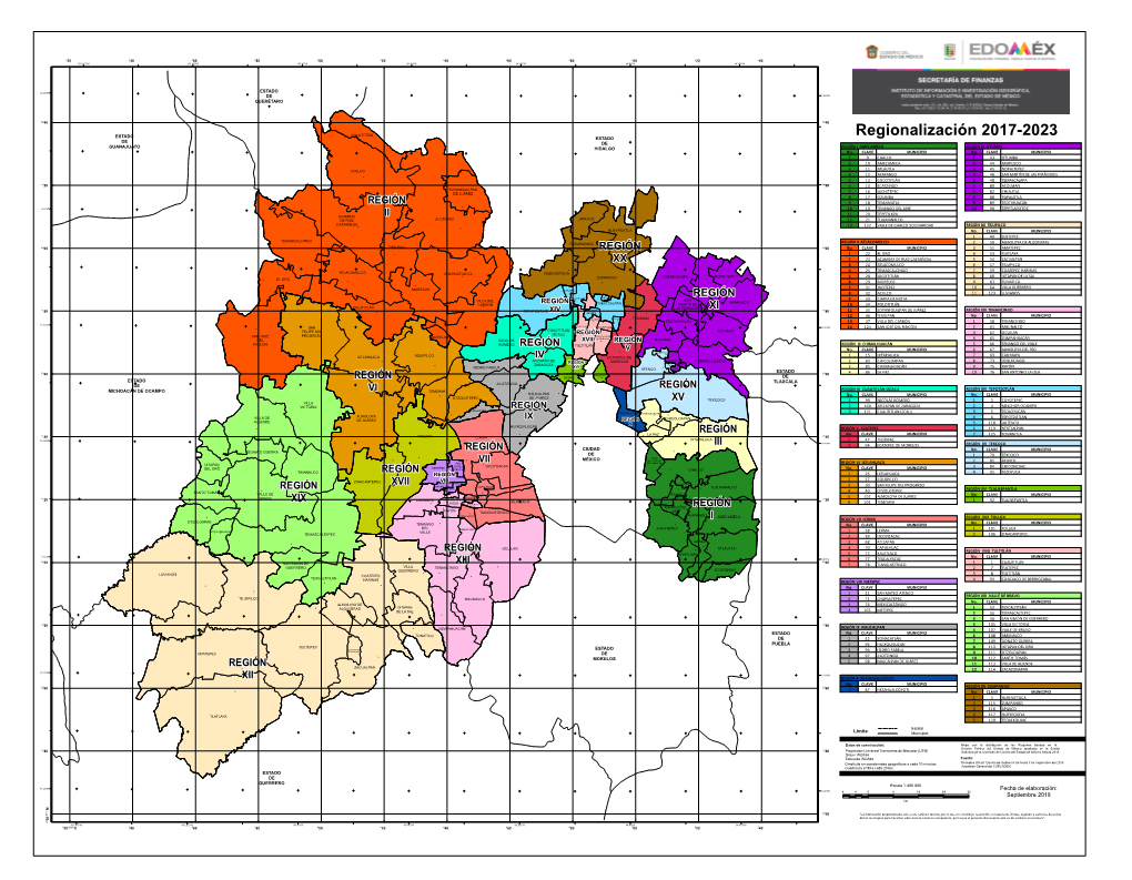 Regionalización 2017-2023 DE DE GUANAJUATO HIDALGO REGIÓN I AMECAMECA REGIÓN XI OTUMBA No