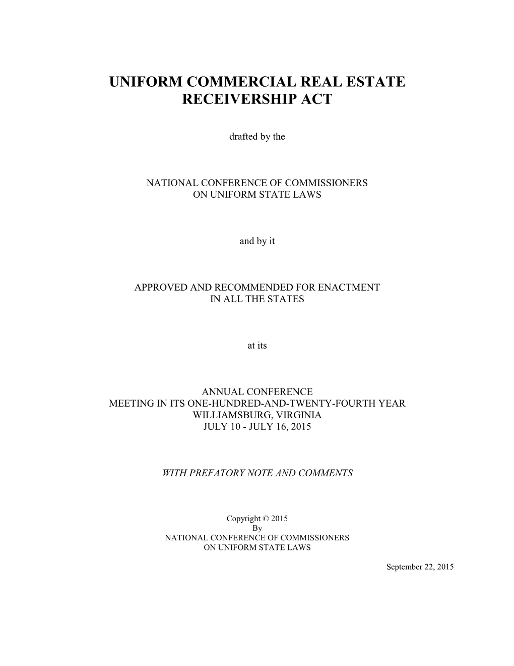 Uniform Commercial Real Estate Receivership Act