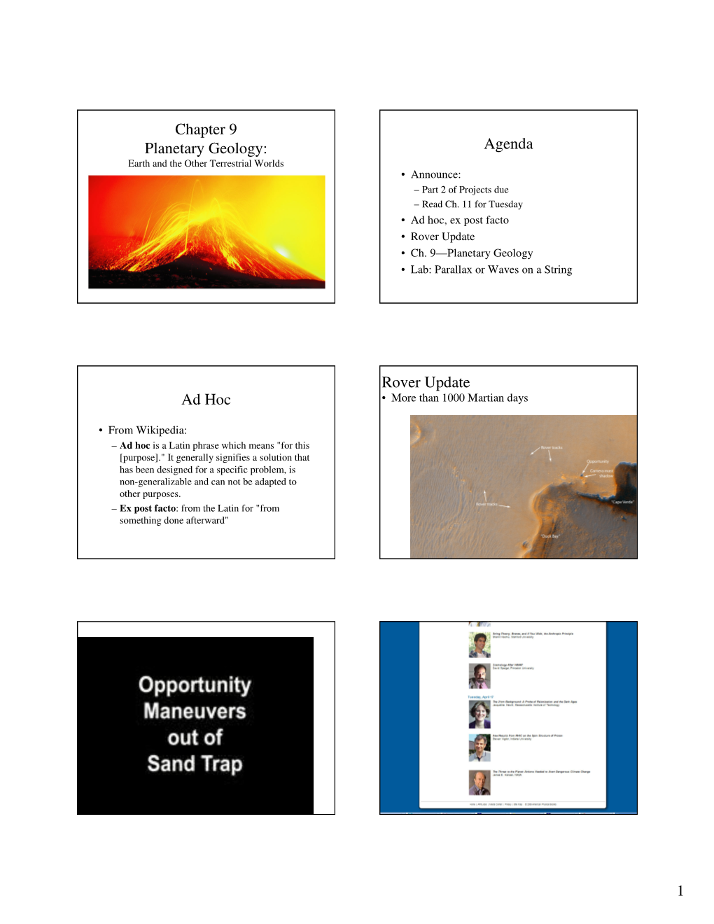 Chapter 9 Planetary Geology: Agenda Ad Hoc Rover Update