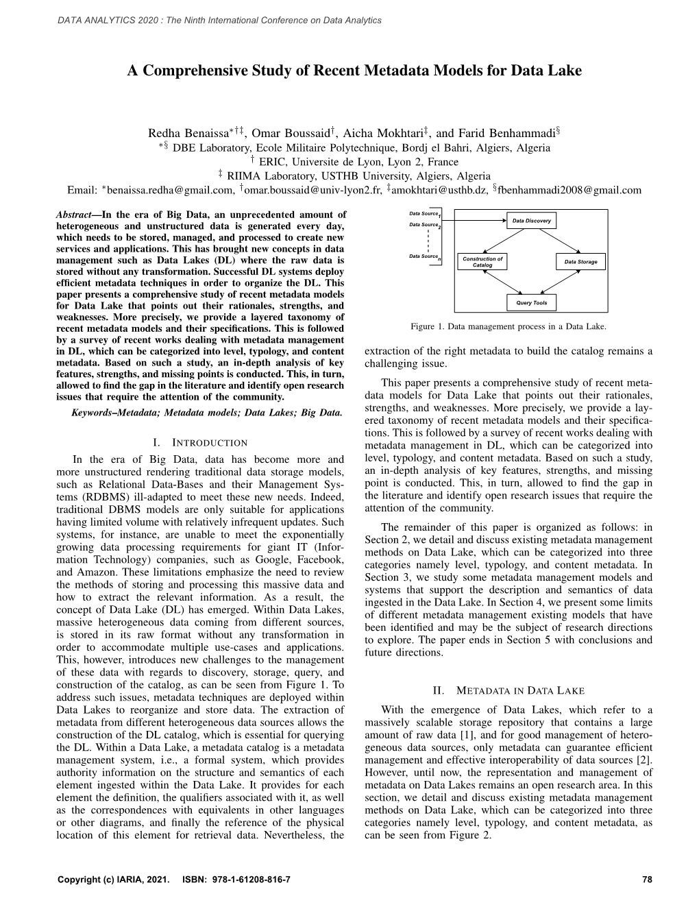 A Comprehensive Study of Recent Metadata Models for Data Lake