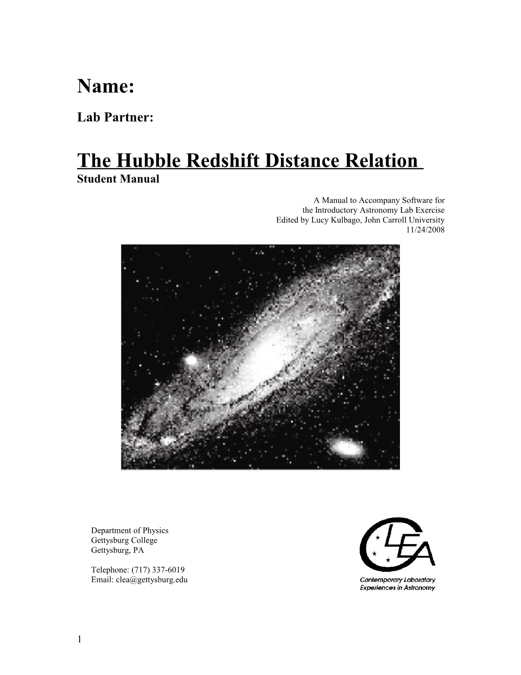 The Hubble Redshift Distance Relation s1