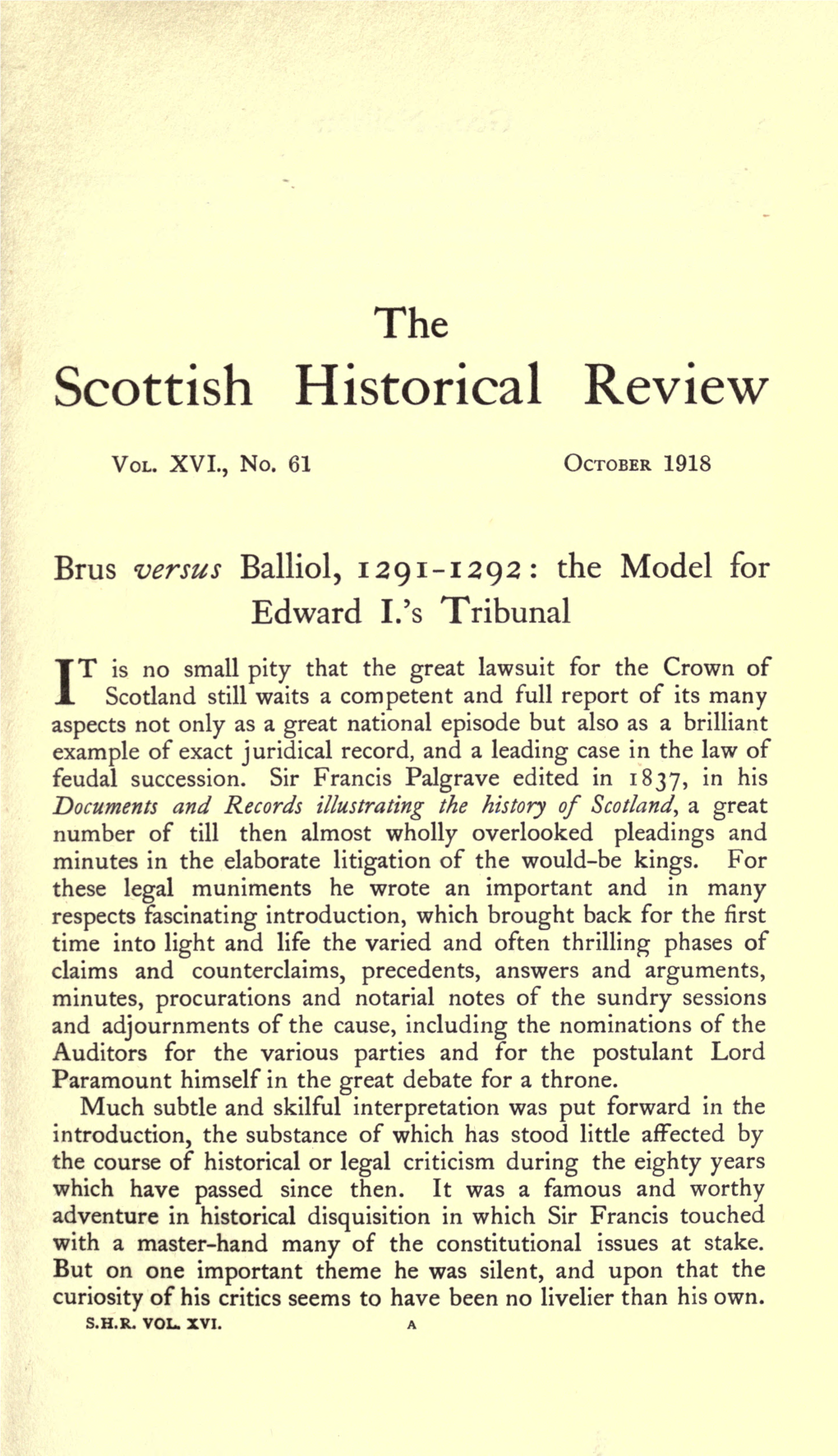 The Scottish Historical Review