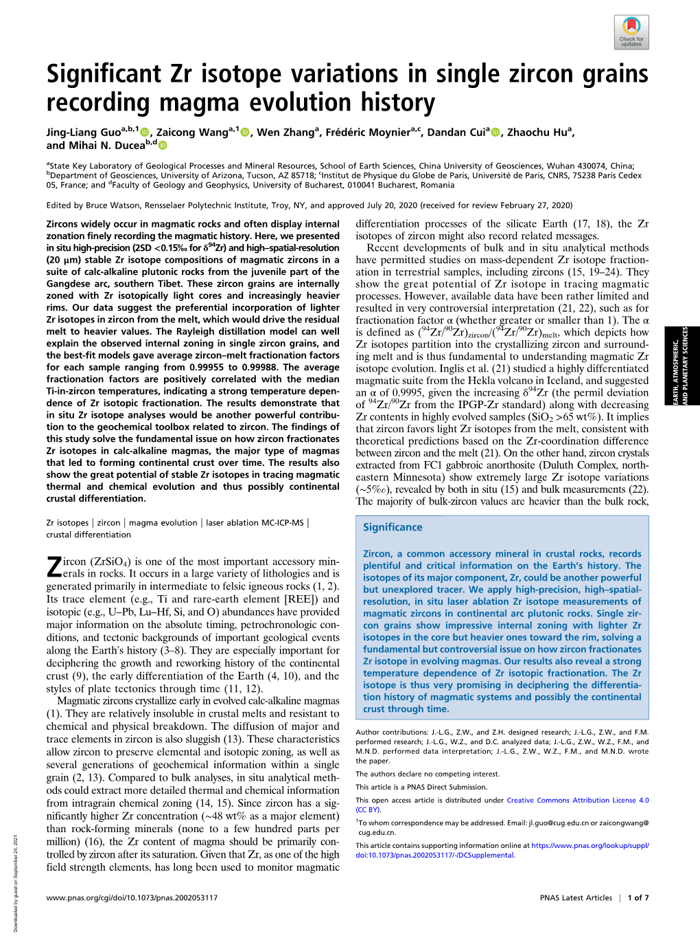 Zircon Grains Recording Magma Evolution History