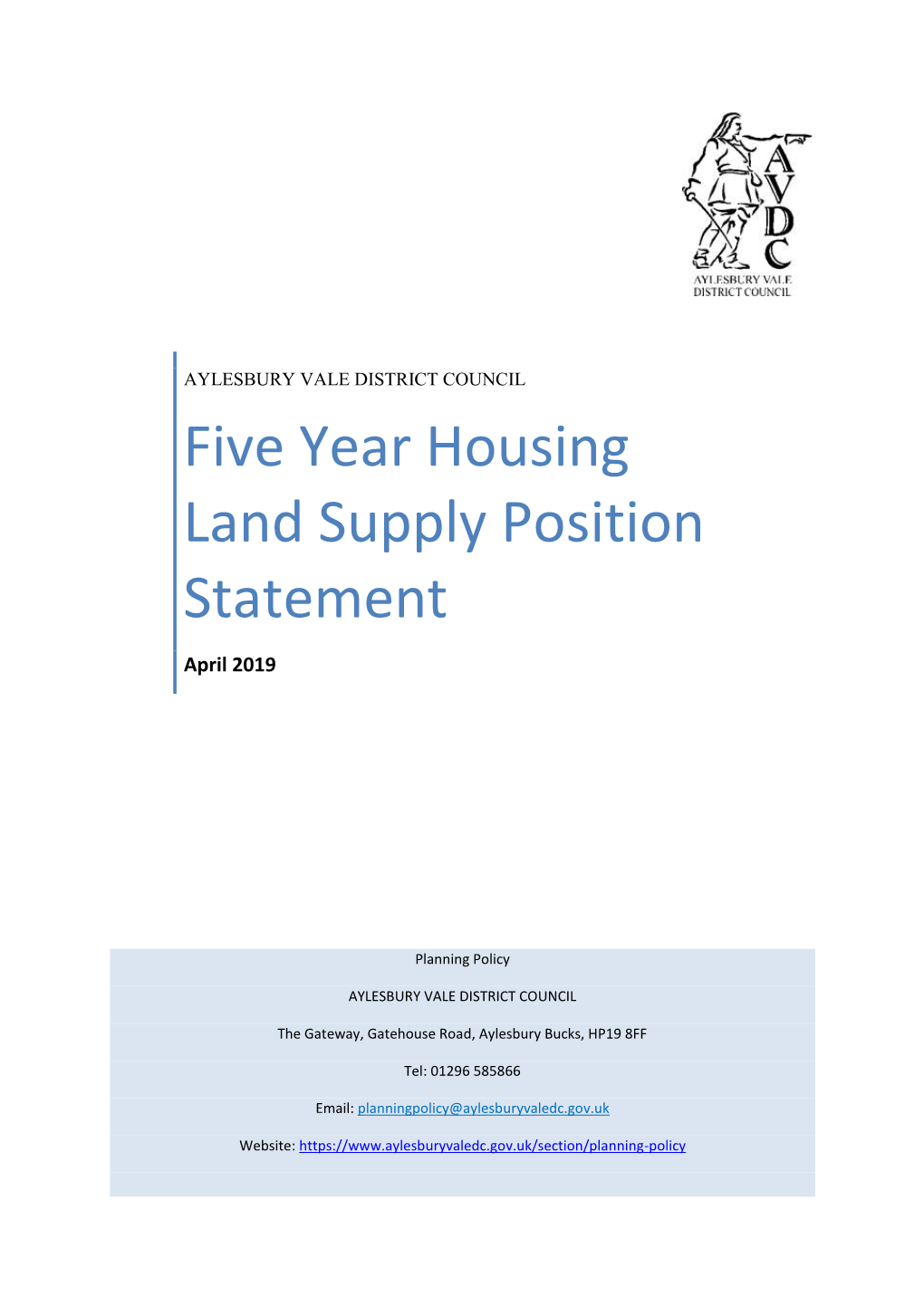 Five Year Housing Land Supply Position Statement