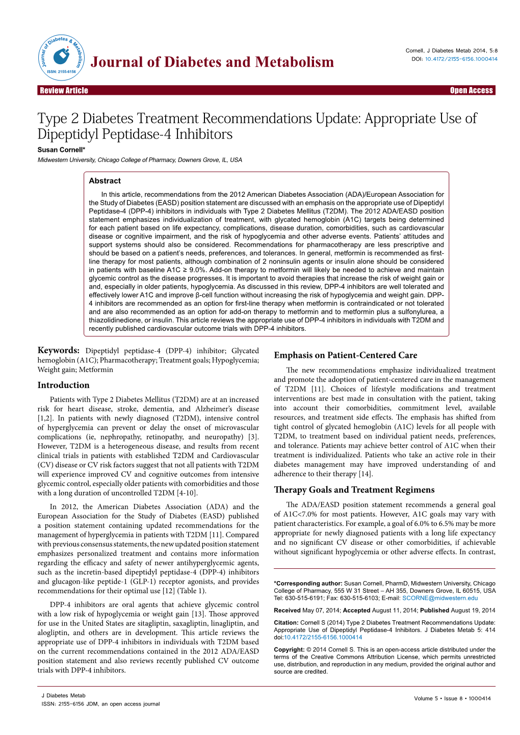 Type 2 Diabetes Treatment Recommendations Update