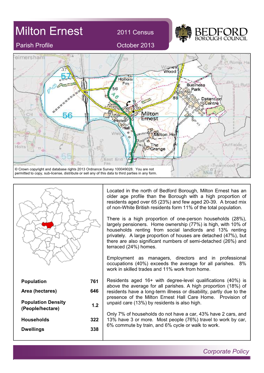 Milton Ernest 2011 Census Parish Profile October 2013