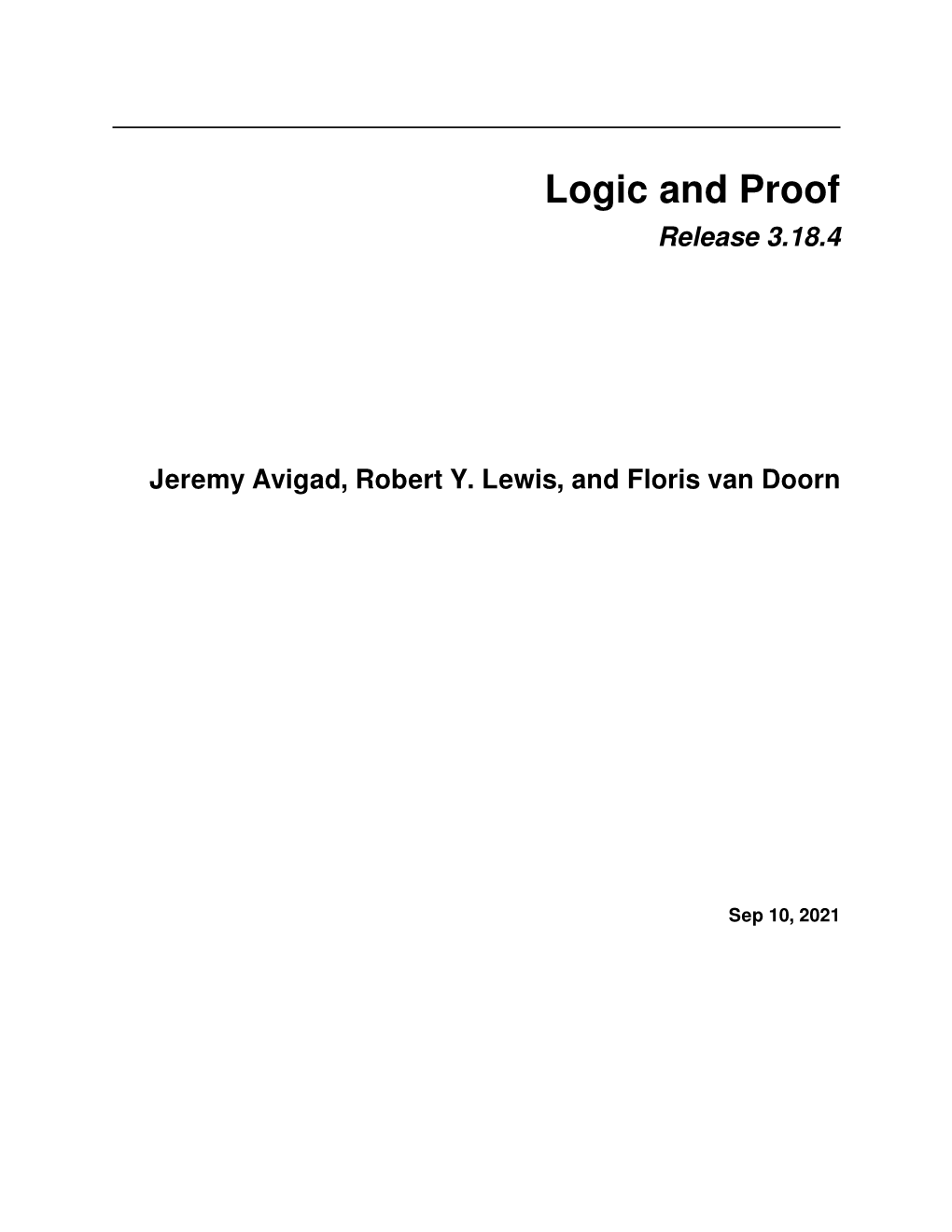 Logic and Proof Release 3.18.4