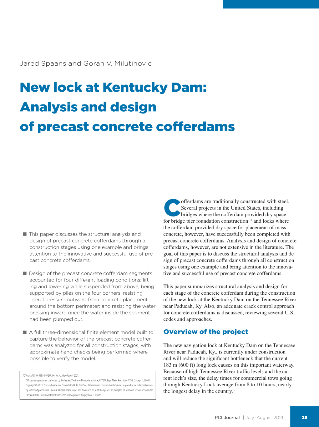 Analysis and Design of Precast Concrete Cofferdams