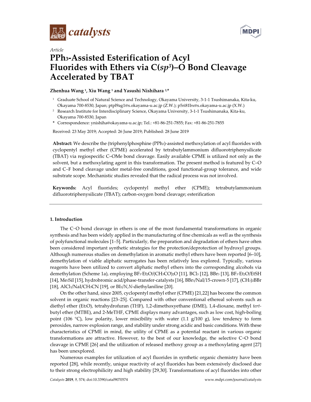 Pph3-Assisted Esterification of Acyl Fluorides with Ethers Via C