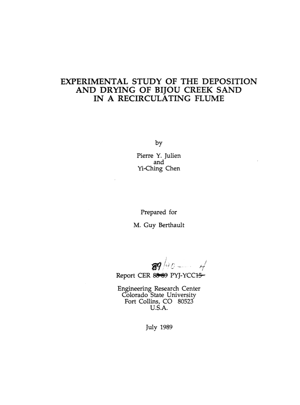 Experimental Study of the Deposition and Drying of Bijou Creek Sand in a Recirculating Flume