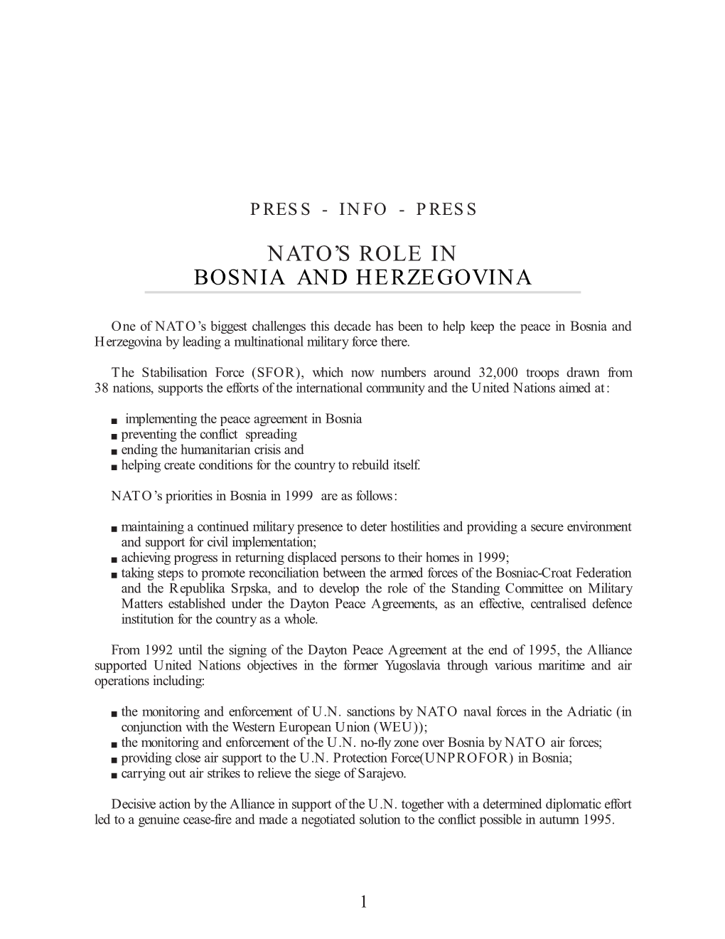 Nato's Role in Bosnia and Herzegovina