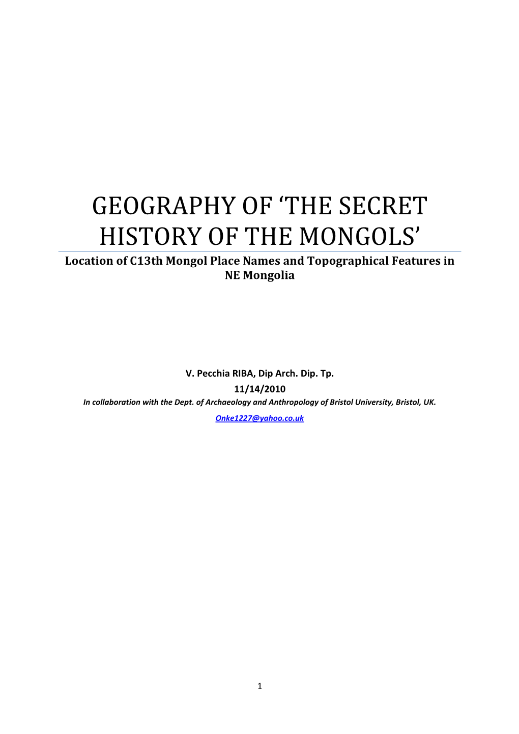 Geography of 'The Secret History of the Mongols'