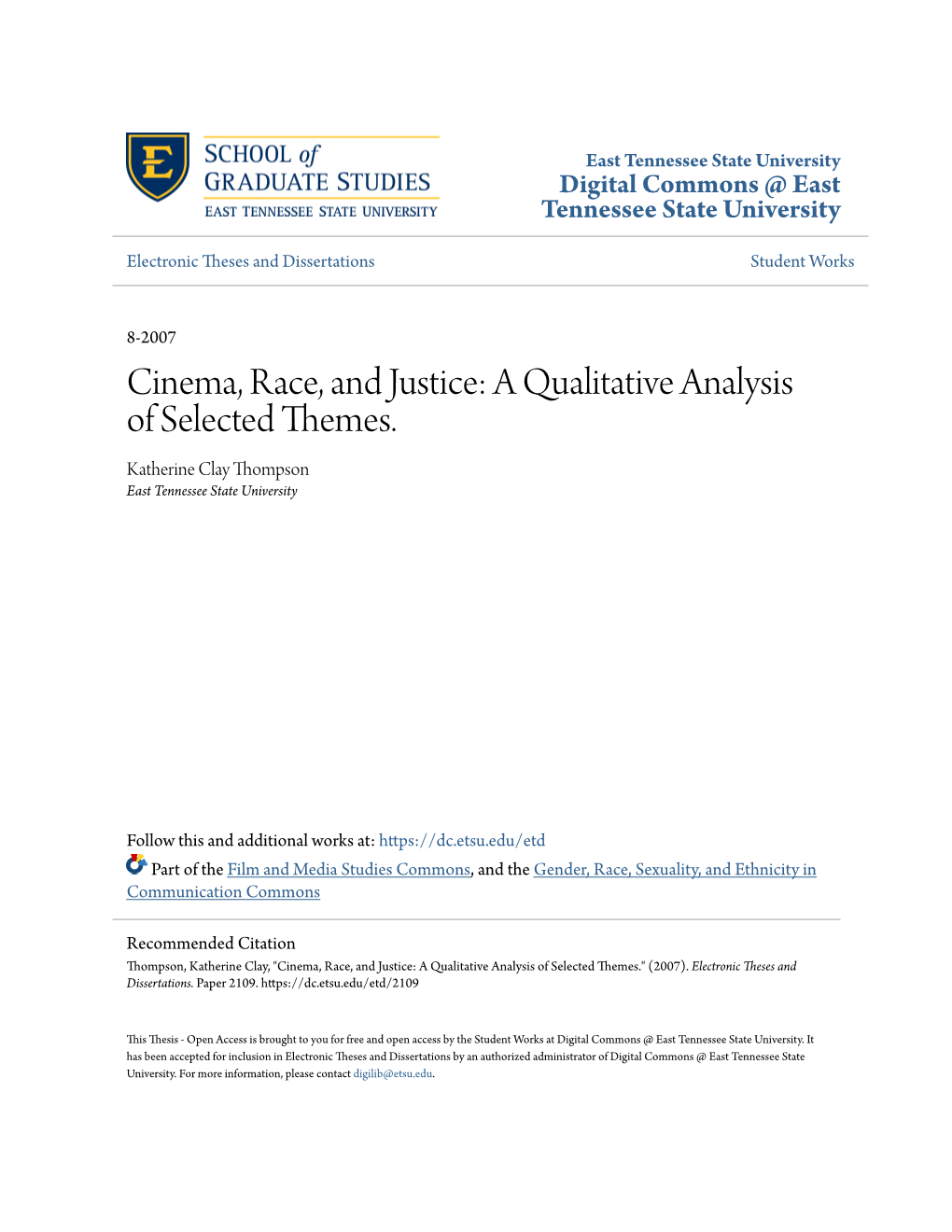 Cinema, Race, and Justice: a Qualitative Analysis of Selected Themes