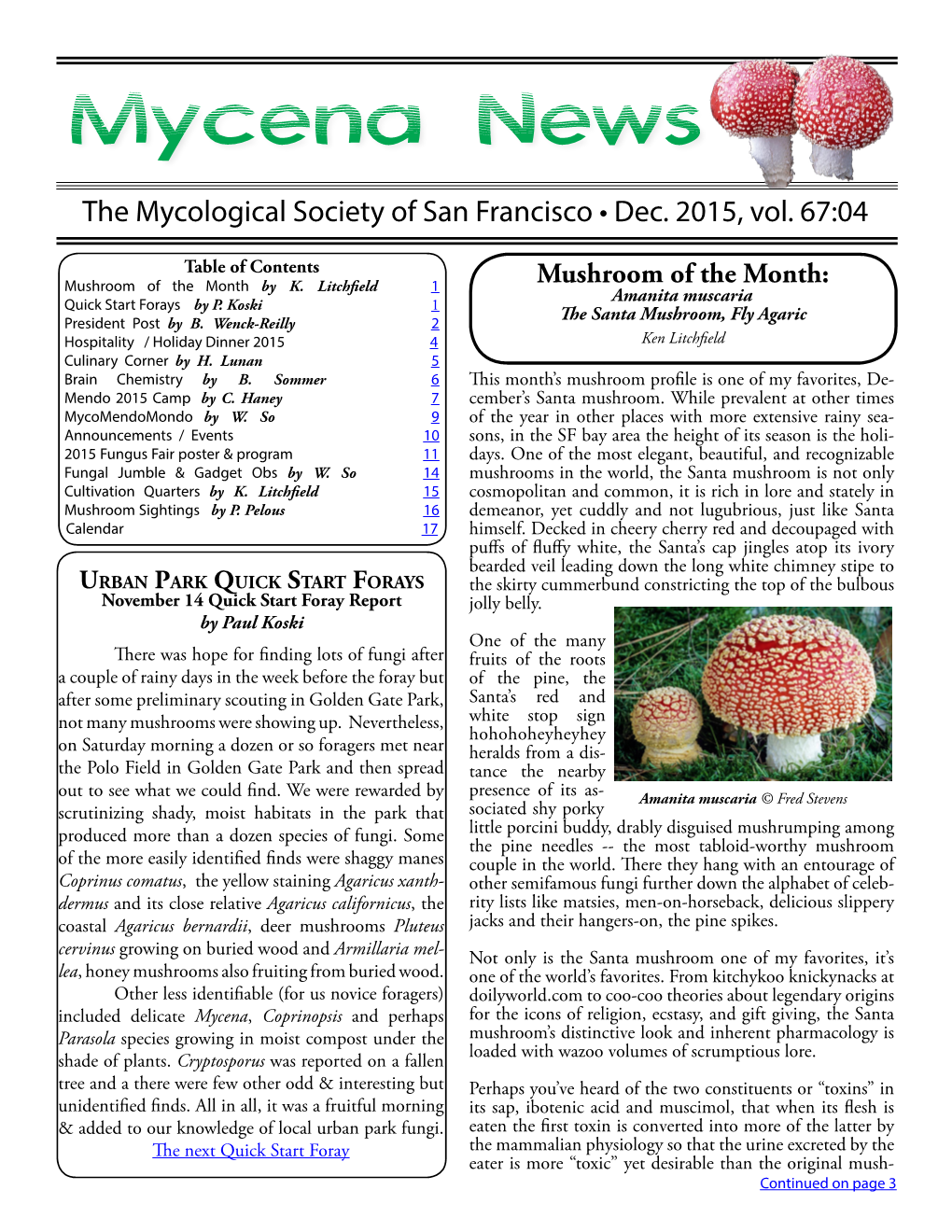 The Mycological Society of San Francisco • Dec. 2015, Vol. 67:04