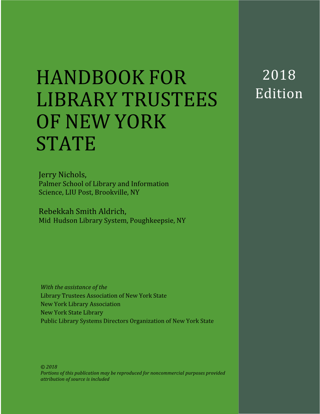 Handbook for Library Trustees of New York State; 2018 Edition