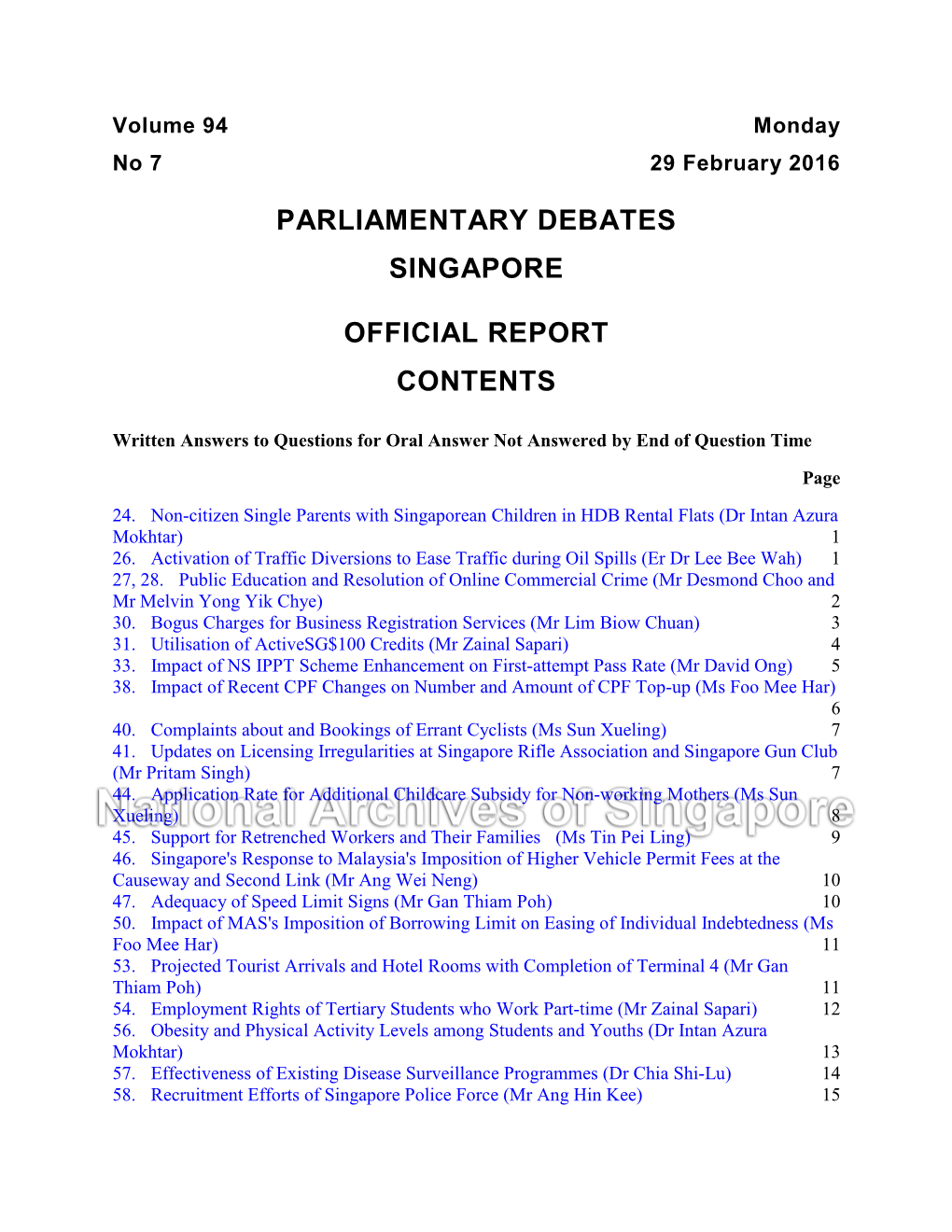 Parliamentary Debates Singapore Official Report