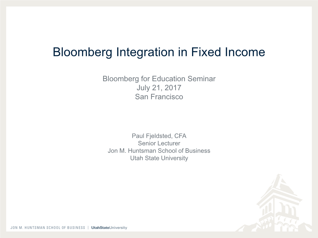 Bloomberg Integration in Fixed Income