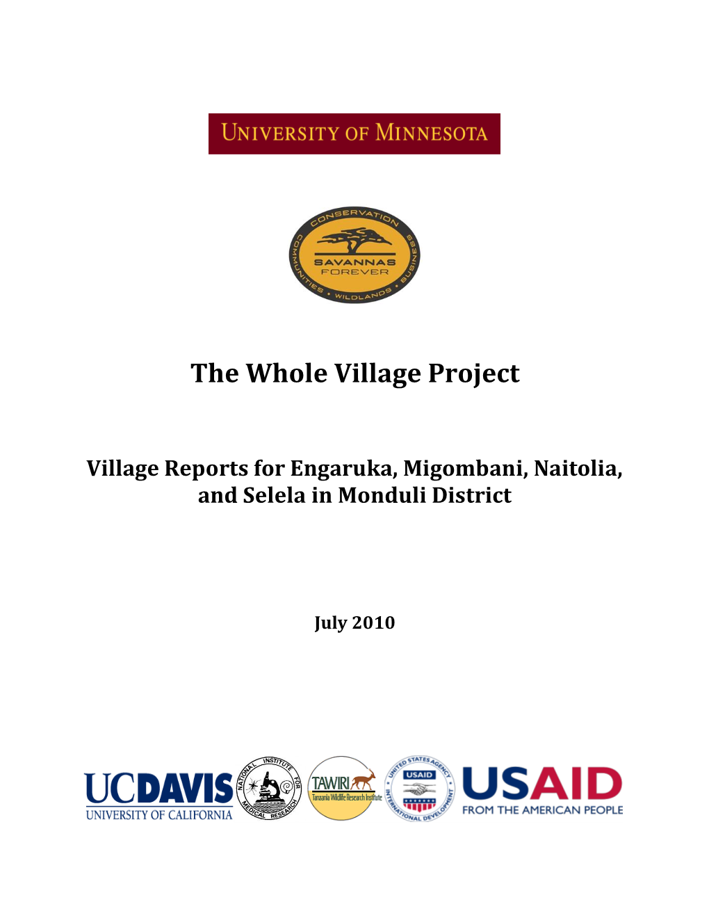 Village Reports for Engaruka, Migombani, Naitolia, and Selela in Monduli District