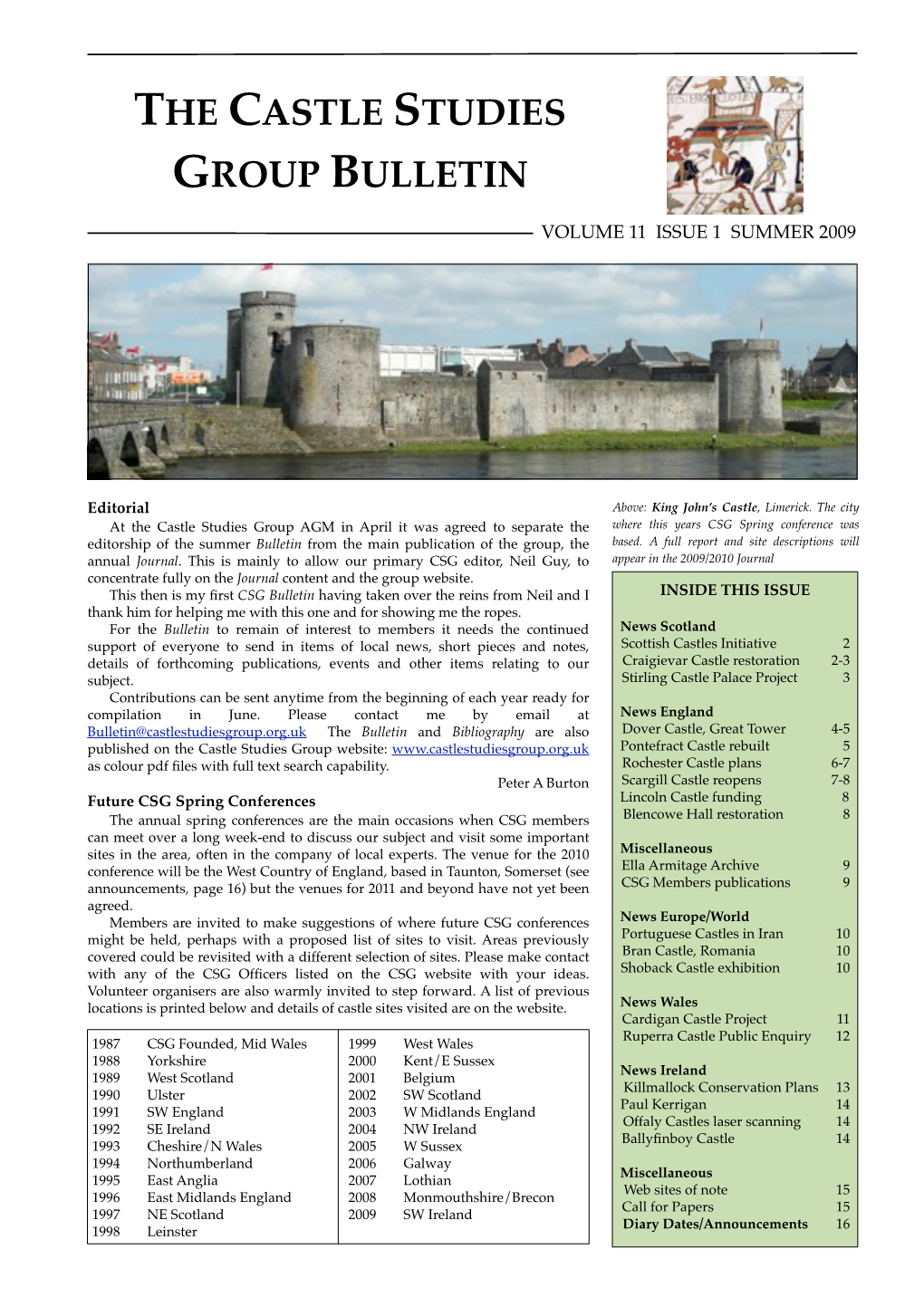 The Castle Studies Group Bulletin