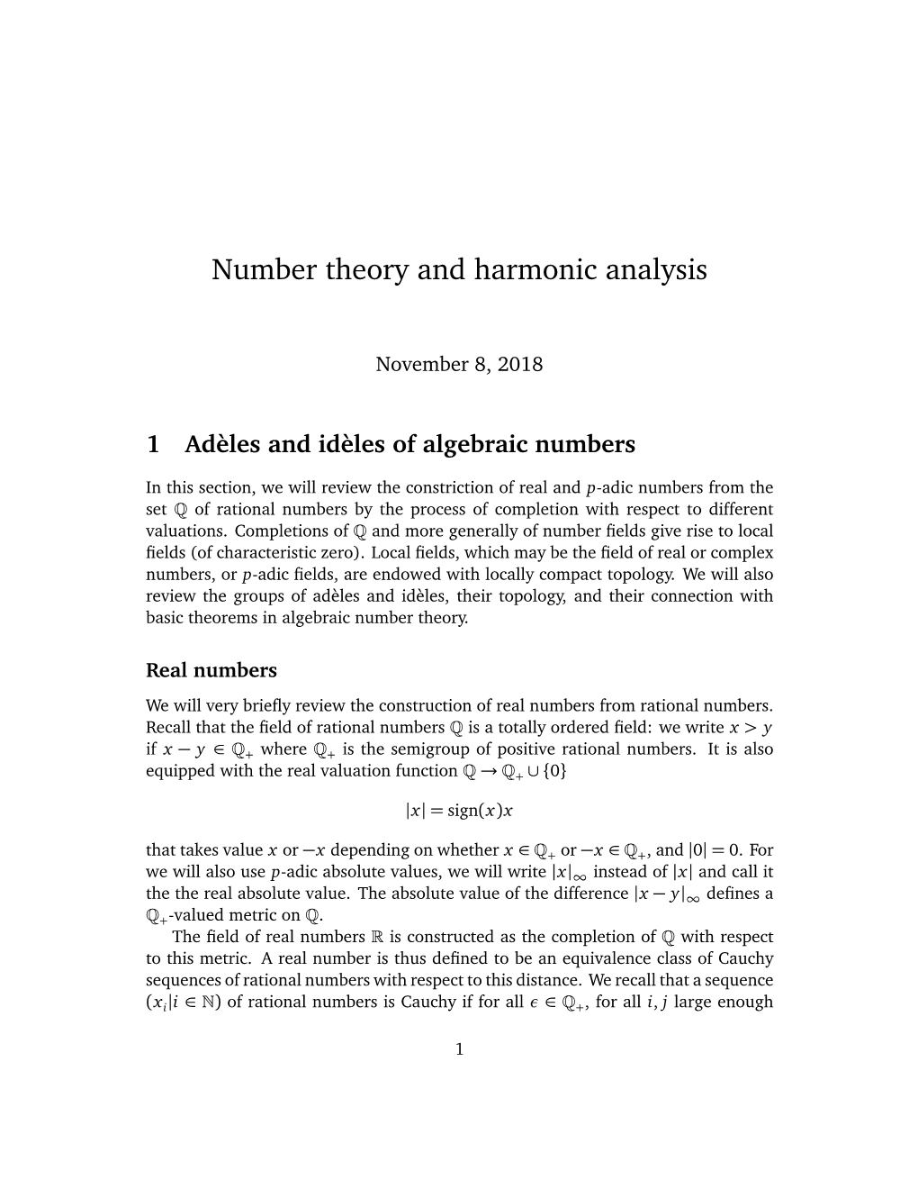 Number Theory and Harmonic Analysis