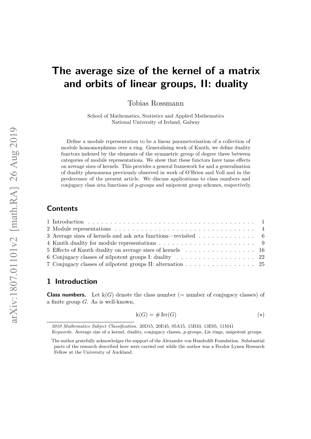 The Average Size of the Kernel of a Matrix and Orbits of Linear Groups, II: Duality