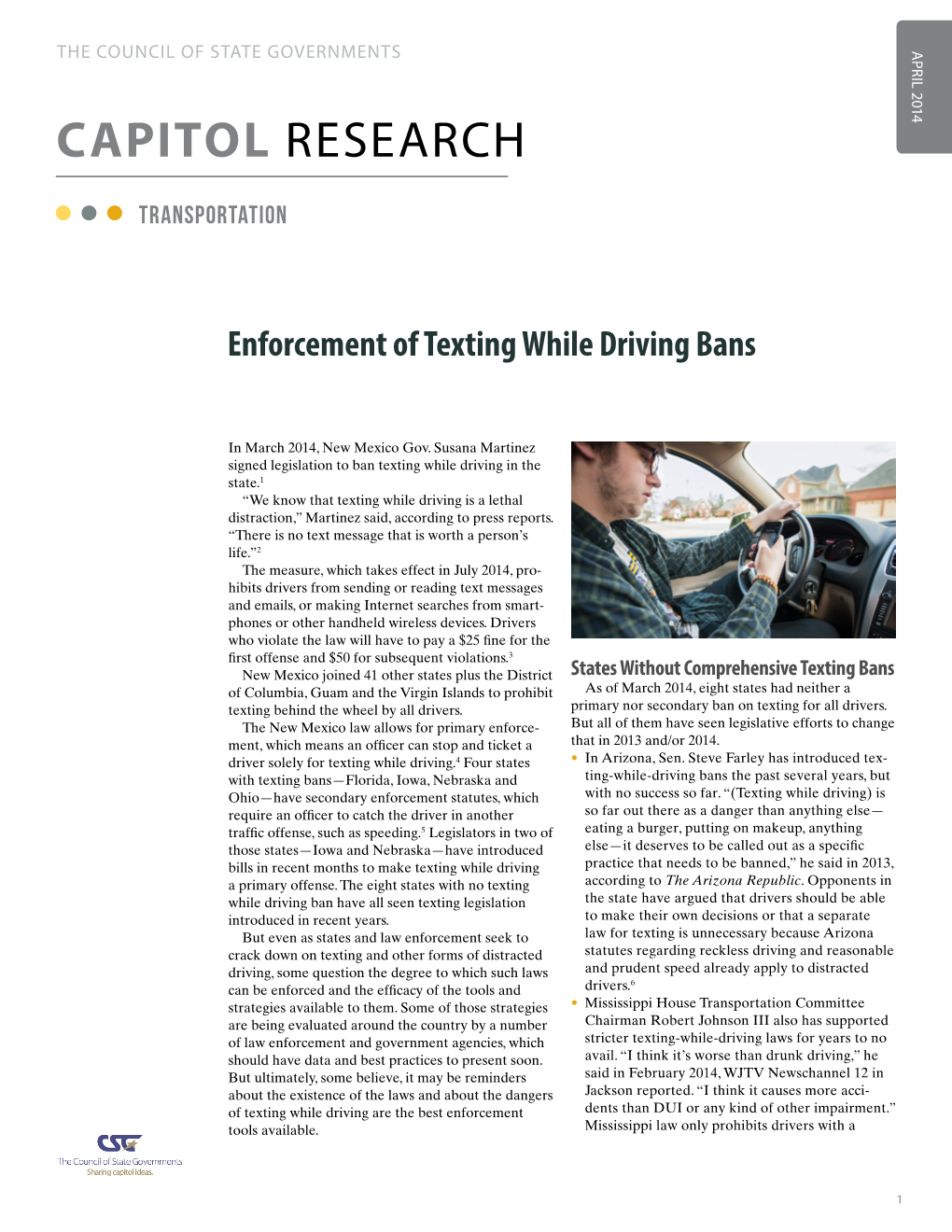 Enforcement of Texting While Driving Bans