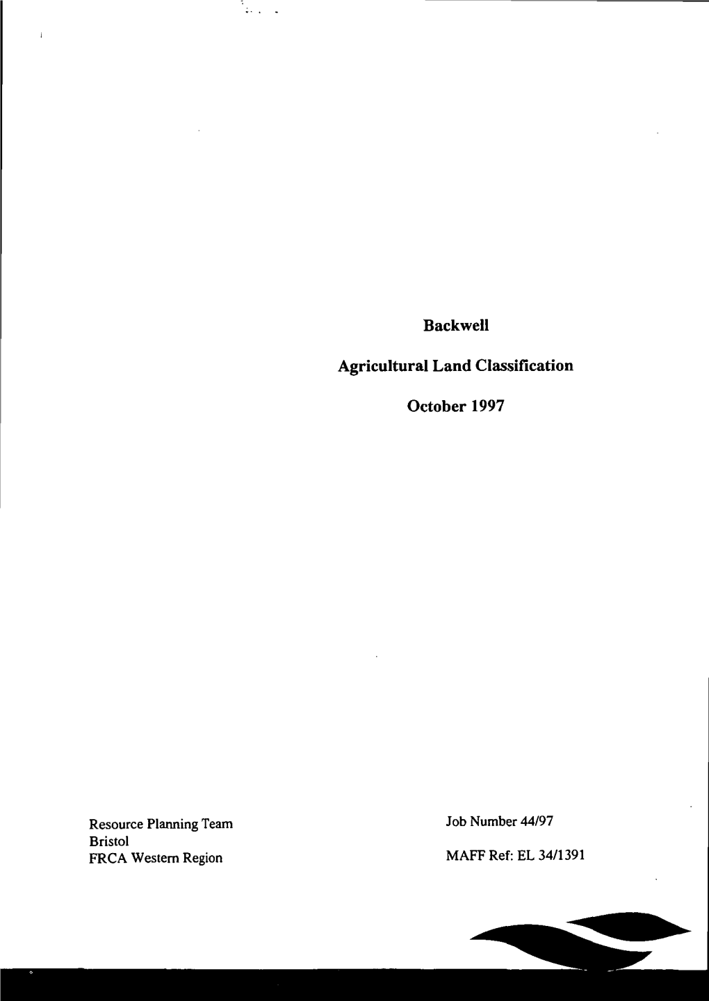 Backwell Agricultural Land Classification October 1997