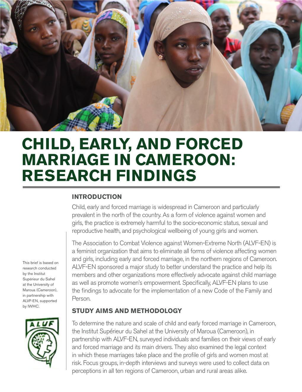 Child, Early, and Forced Marriage in Cameroon: Research Findings