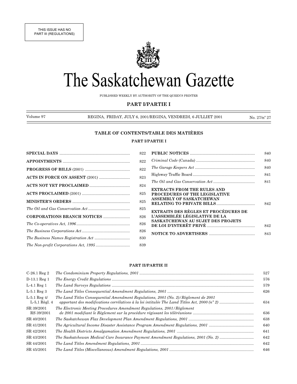 Saskatchewan-Electronic Interception Report for 2000
