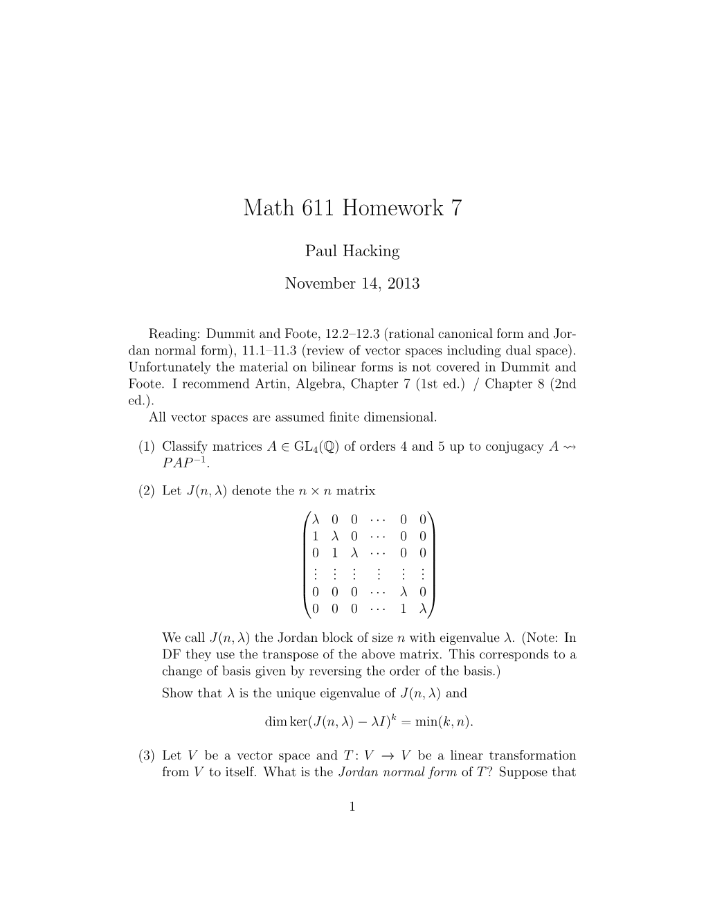 Math 611 Homework 7