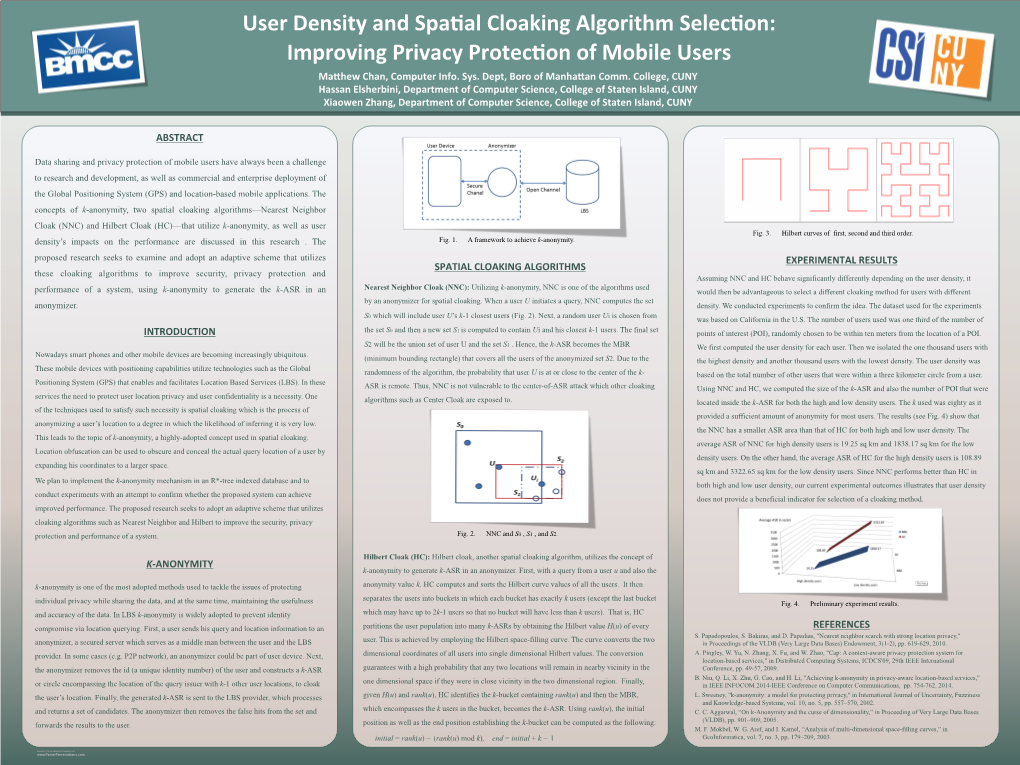 User Density and Spanal Cloaking Algorithm