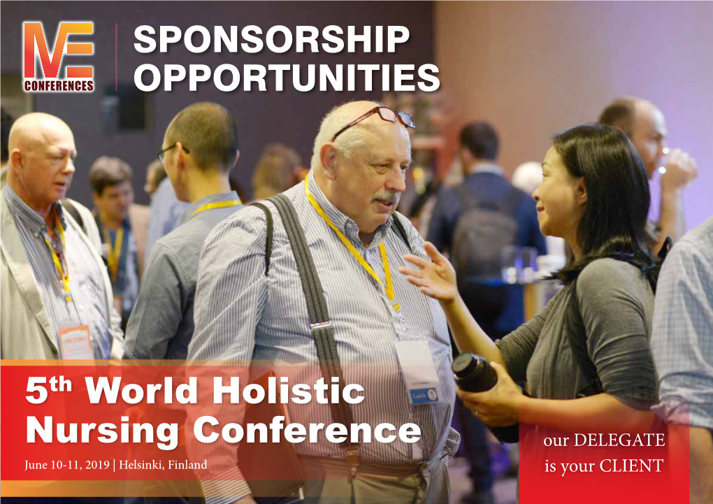 SPONSORSHIP OPPORTUNITIES 5Th World Holistic Nursing Conference