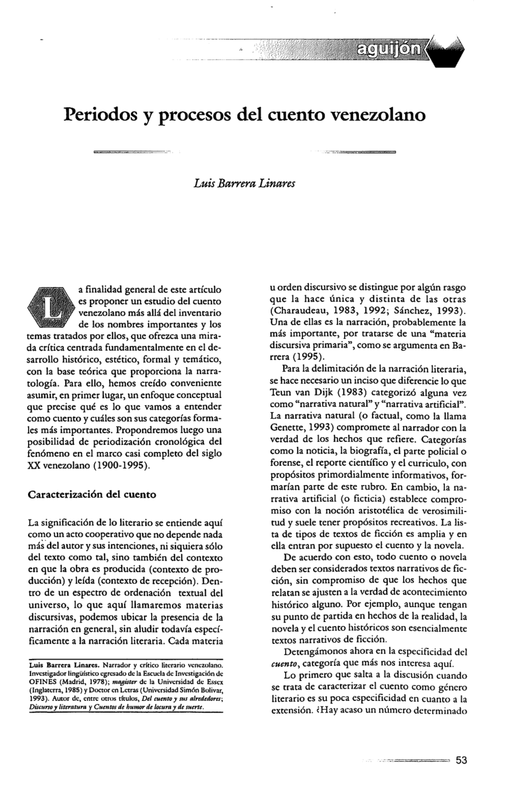 Periodos Y Procesos Del Cuento Venezolano