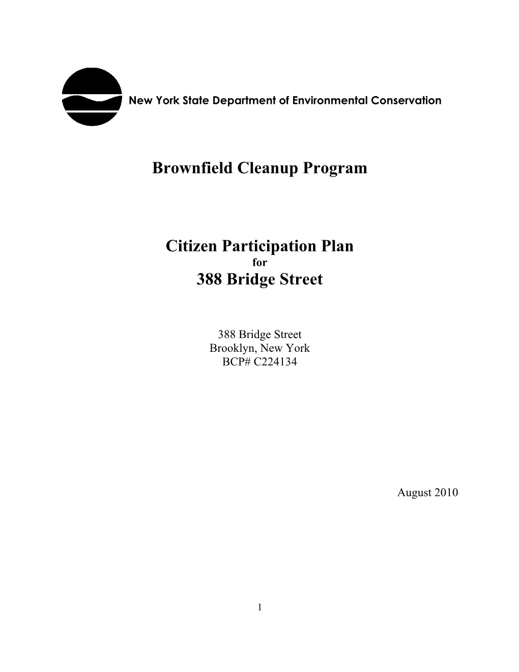 Brownfield Cleanup Program Citizen Participation Plan 388 Bridge Street