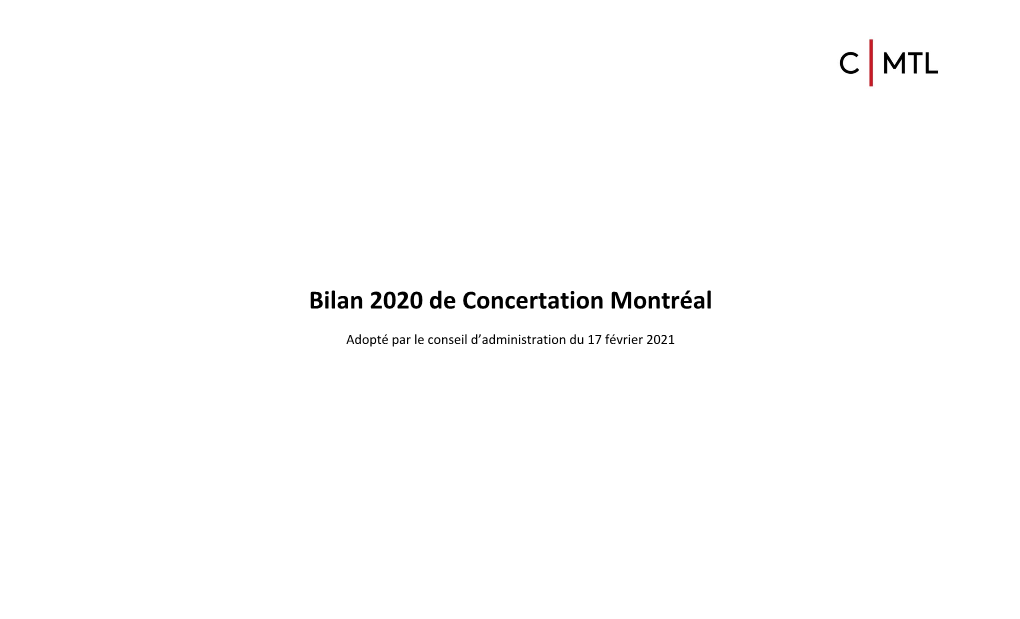 Bilan 2020 De Concertation Montréal