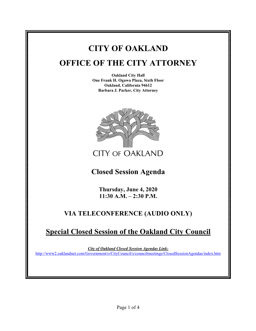 City Council of the City of Oakland