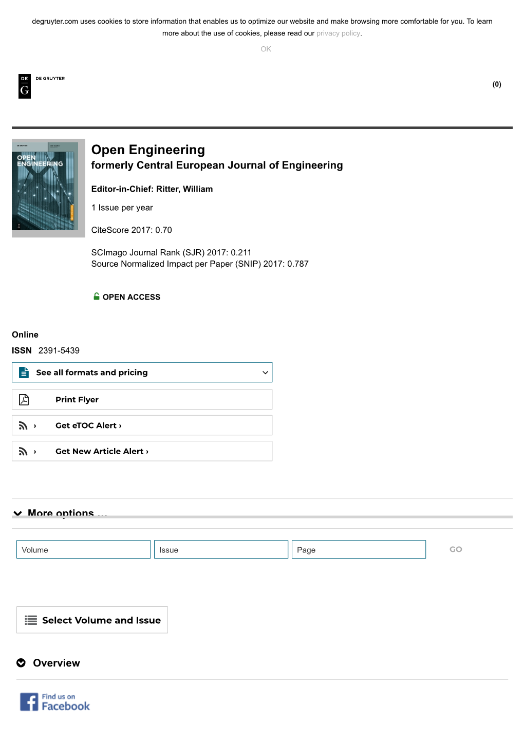 Open Engineering Degruyter.Com Uses Cookies to Store Information That Enables Us to Optimize Our Website and Make Browsing More Comfortable for You