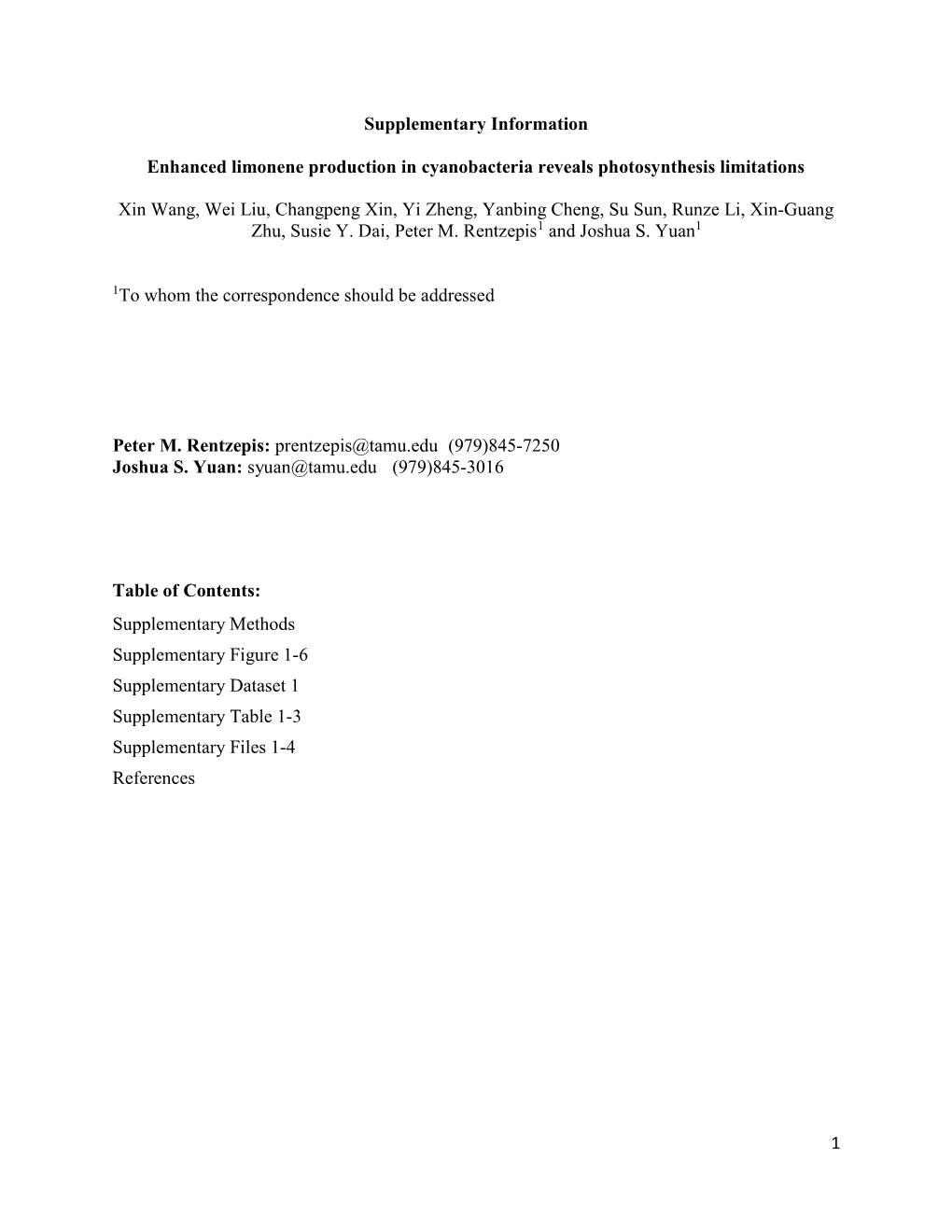 1 Supplementary Information Enhanced Limonene