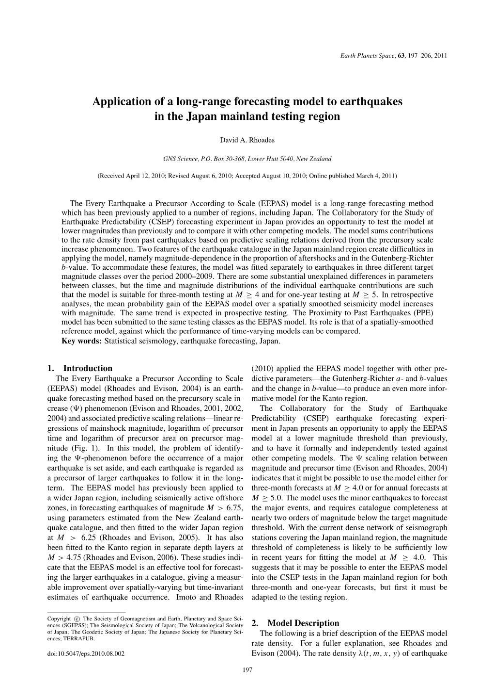 Application of a Long-Range Forecasting Model to Earthquakes in the Japan Mainland Testing Region