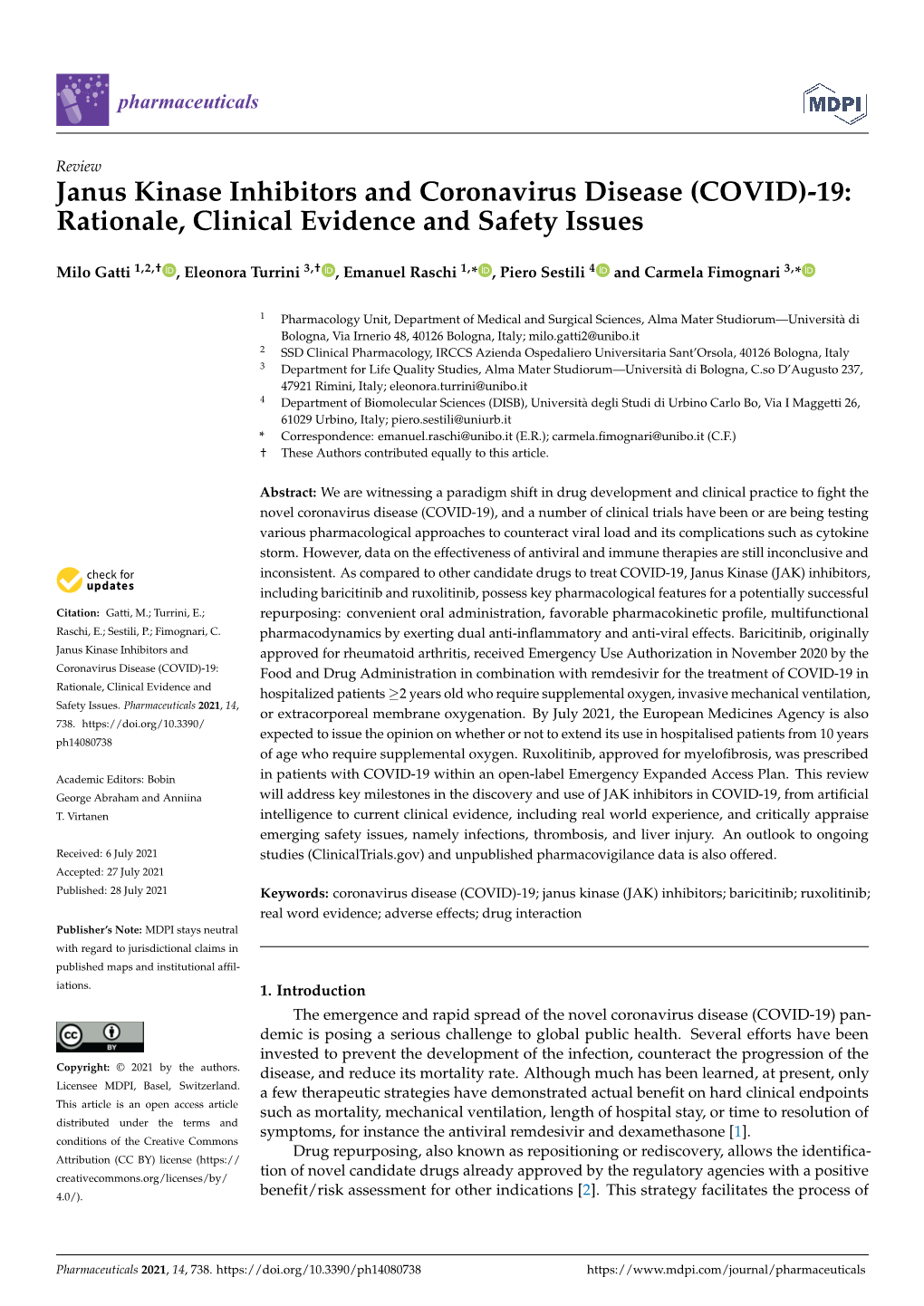 Janus Kinase Inhibitors and Coronavirus Disease (COVID)-19: Rationale, Clinical Evidence and Safety Issues