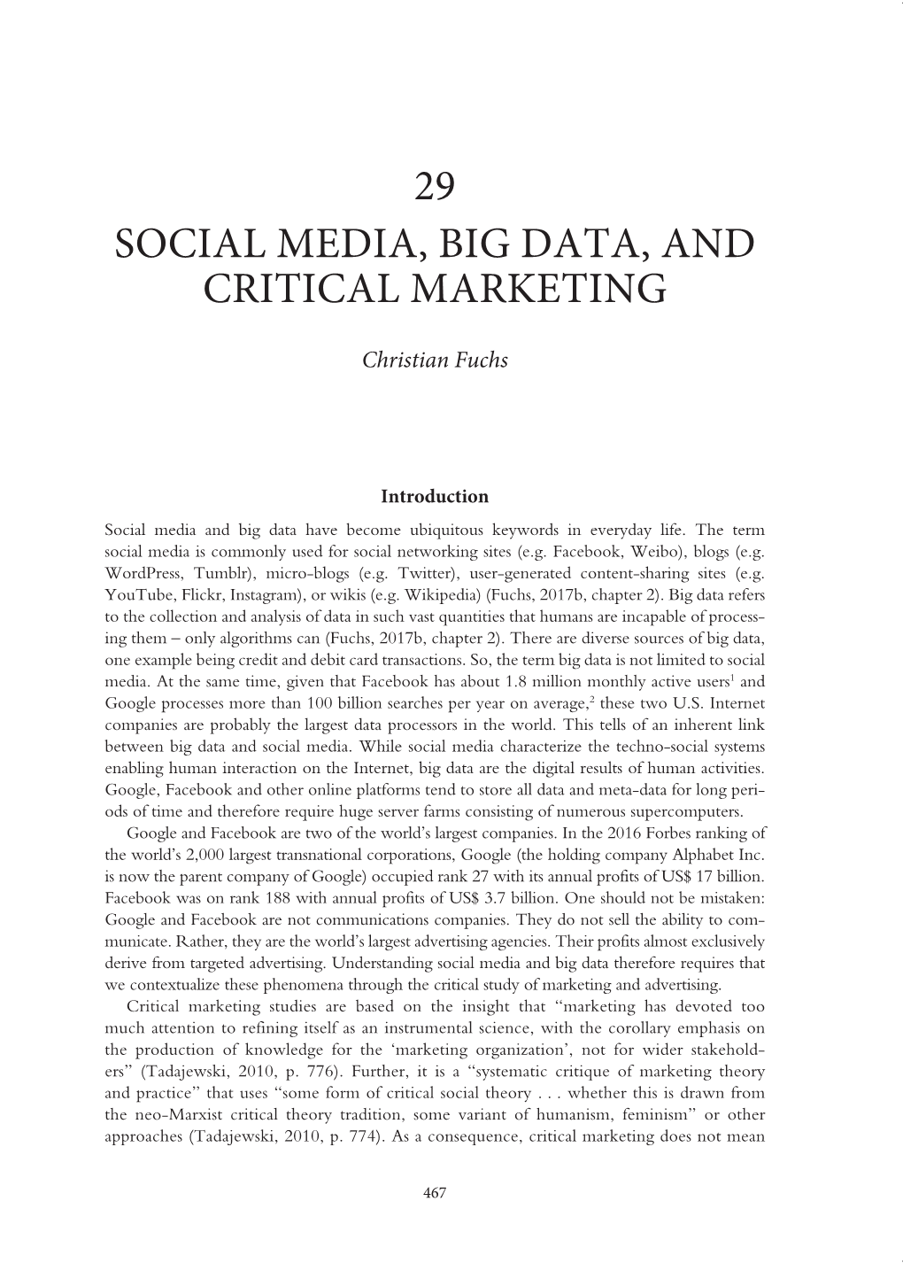 29 Social Media, Big Data, and Critical Marketing